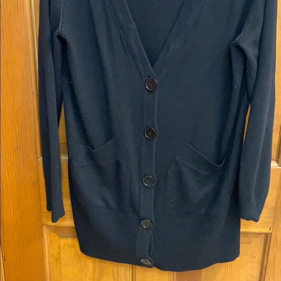 Long Black Cardigan Button down Sweater - Picture 3 of 4